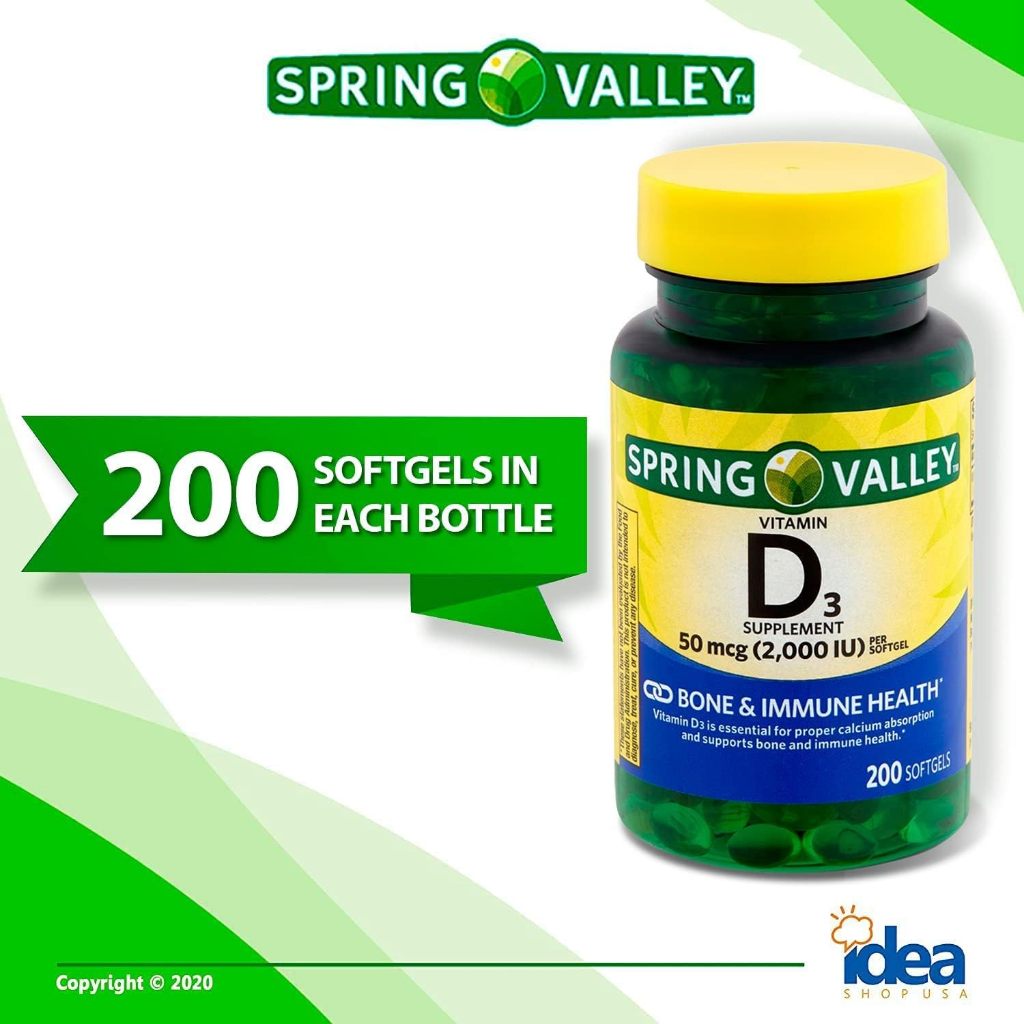 Viên Uống Spring Valley Vitamin D3 Supplement 50 Mcg 2 000 Iu Shopee Việt Nam