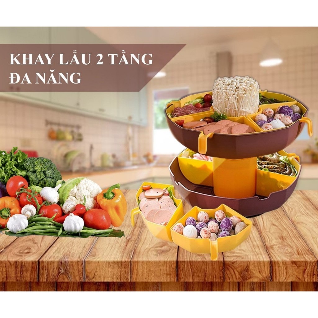 Rổ Nhựa Đa Năng Đựng Đồ Ăn Lẩu, Rổ Đựng Rau 5 Ngăn, Khay Hoa Quả, Đĩa ...