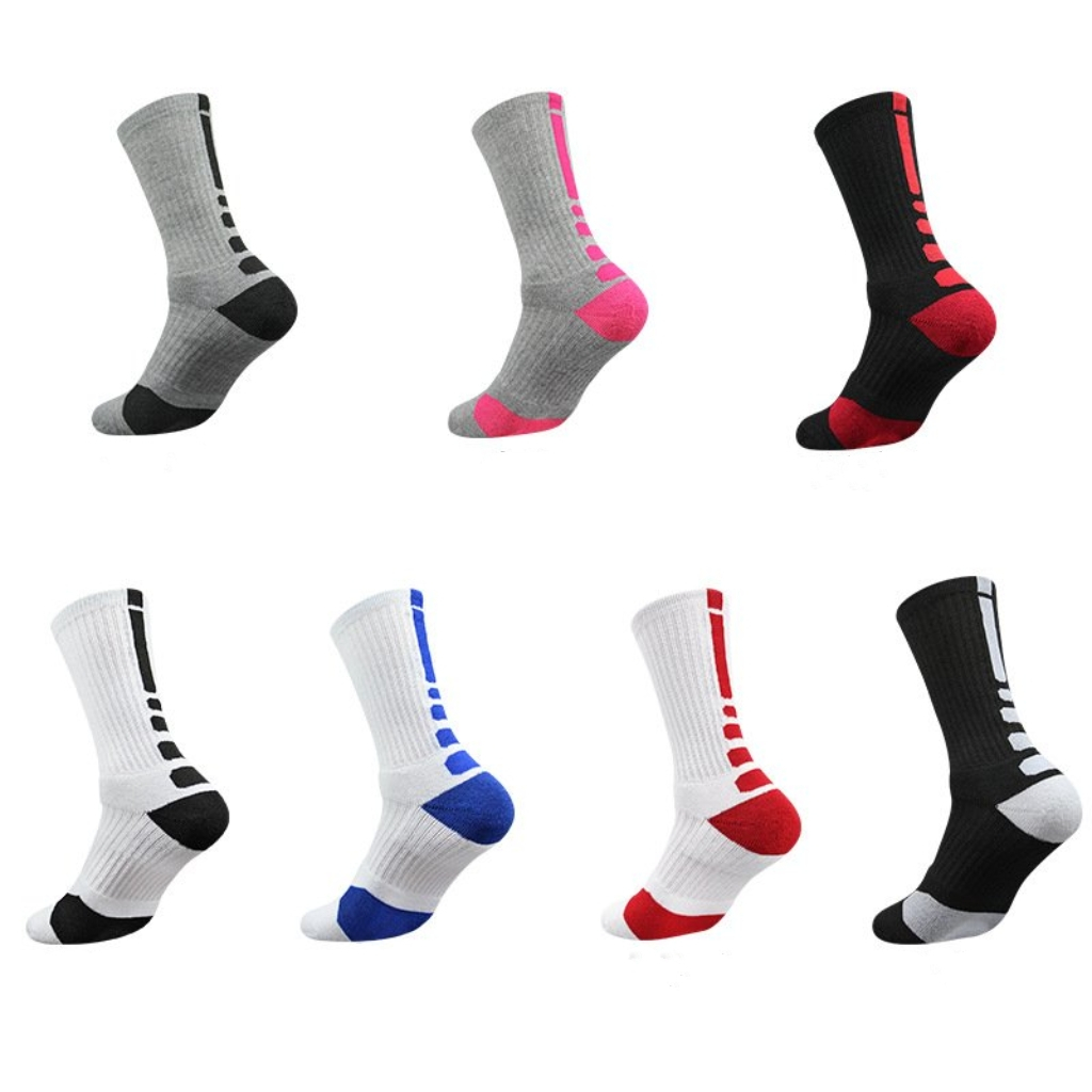 Vớ Tất cotton cao cổ TRẮNG XÁM ĐEN loại dày phù hợp chạy bộ, bóng đá,...