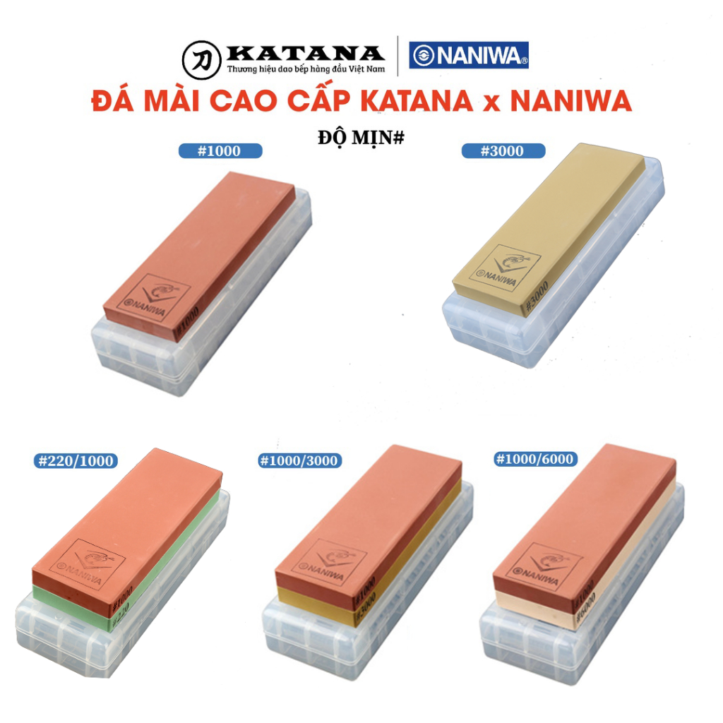 Ảnh Đá mài dao kéo Nhật bản NANIWA x KATANA đủ độ mịn mài thô, mài sắc, mài mịn (có hộp đựng kèm hướng dẫn sử dụng) - NKP 2