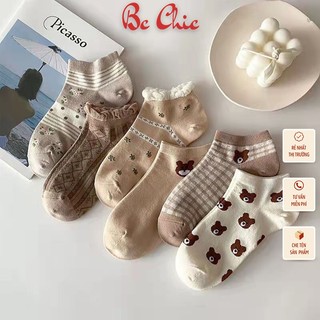 Set 5 tất nữ cổ ngắn / cổ cao hoạ tiết đáng yêu, tất vớ nữ ngắn cute dành cho nữ BC_CHIC LINGERIE