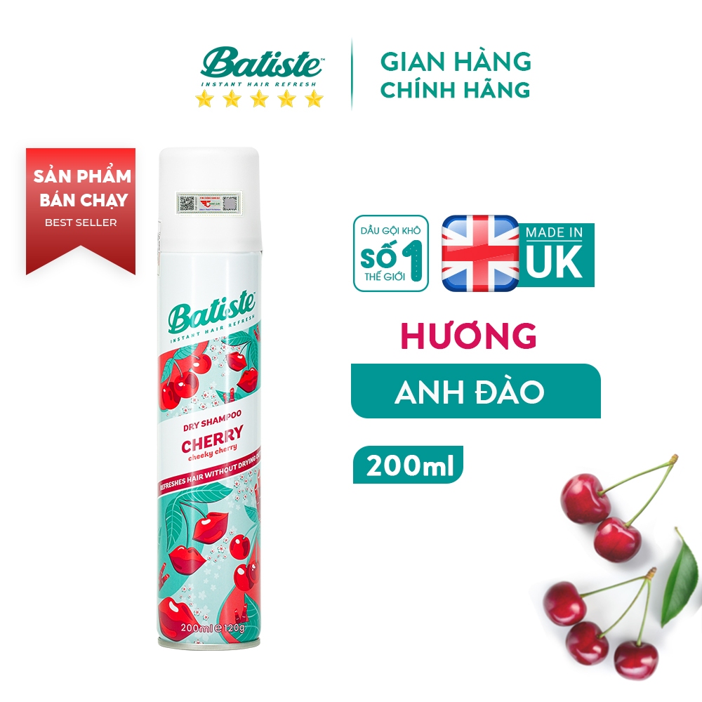 Ảnh Dầu Gội Khô Hương Anh Đào - Batiste Dry Shampoo Fruity & Cheeky Cherry 200ml 2