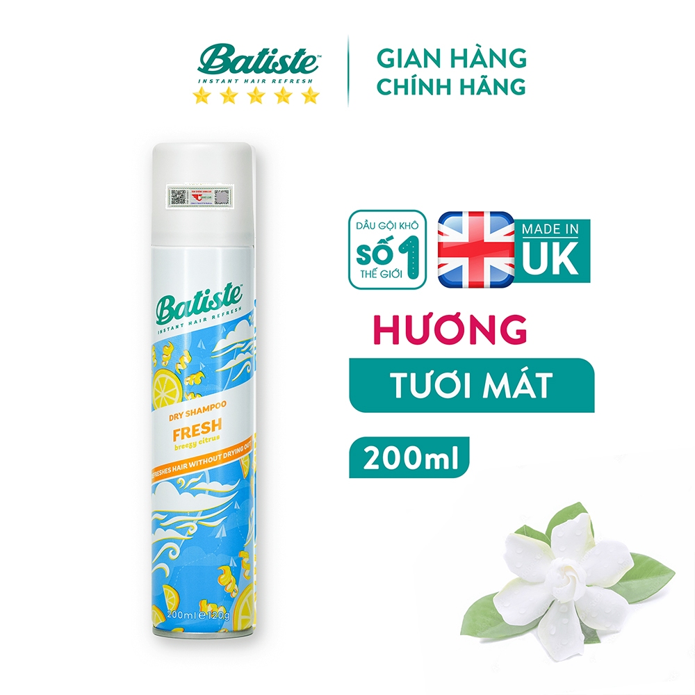 Ảnh Dầu Gội Khô Batiste Tươi Mát Tức Thì - Batiste Dry Shampoo Light & Breezy Fresh 200ml 2