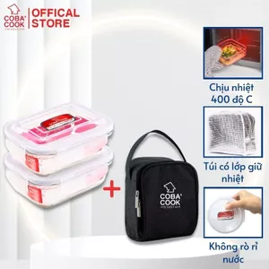 TẶNG 1 Túi Giữ Nhiệt Bộ 2 Hộp Thủy Tinh Đựng Thực Phẩm COBACOOK - CCL32BS