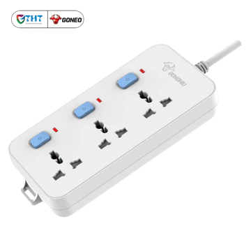 Ổ cắm điện đa năng có dây GONGNIU chính hãng GNVN-N3030, 3 ô cắm, 3 công tắc, chống cháy, chống sét , bảo hành 36 tháng