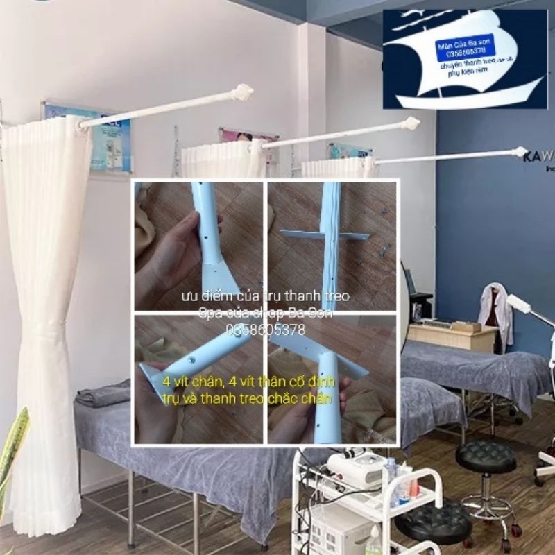Combo THANH TREO RÈM SPA CAO CẤP, DỄ LẮP ĐẶT (THANH TREO + TRỤ + ĐẦU ...