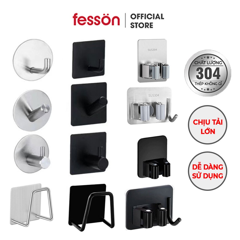 Móc inox dán tường sus 304 treo đồ đa năng, chịu lực lớn 30kg, keo dính ...