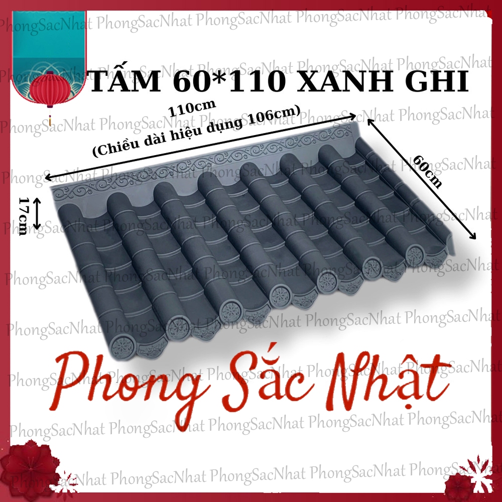 Khổ 60*110cm, Mái ngói nhựa âm dương phong cách Nhật Bản, nhựa nguyên sinh không mùi