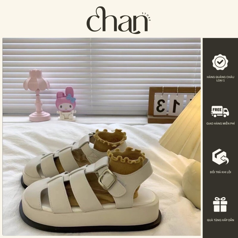 [Sẵn] Giày sandal rọ nữ quai cài phong cách anh quốc hàng quảng châu ...