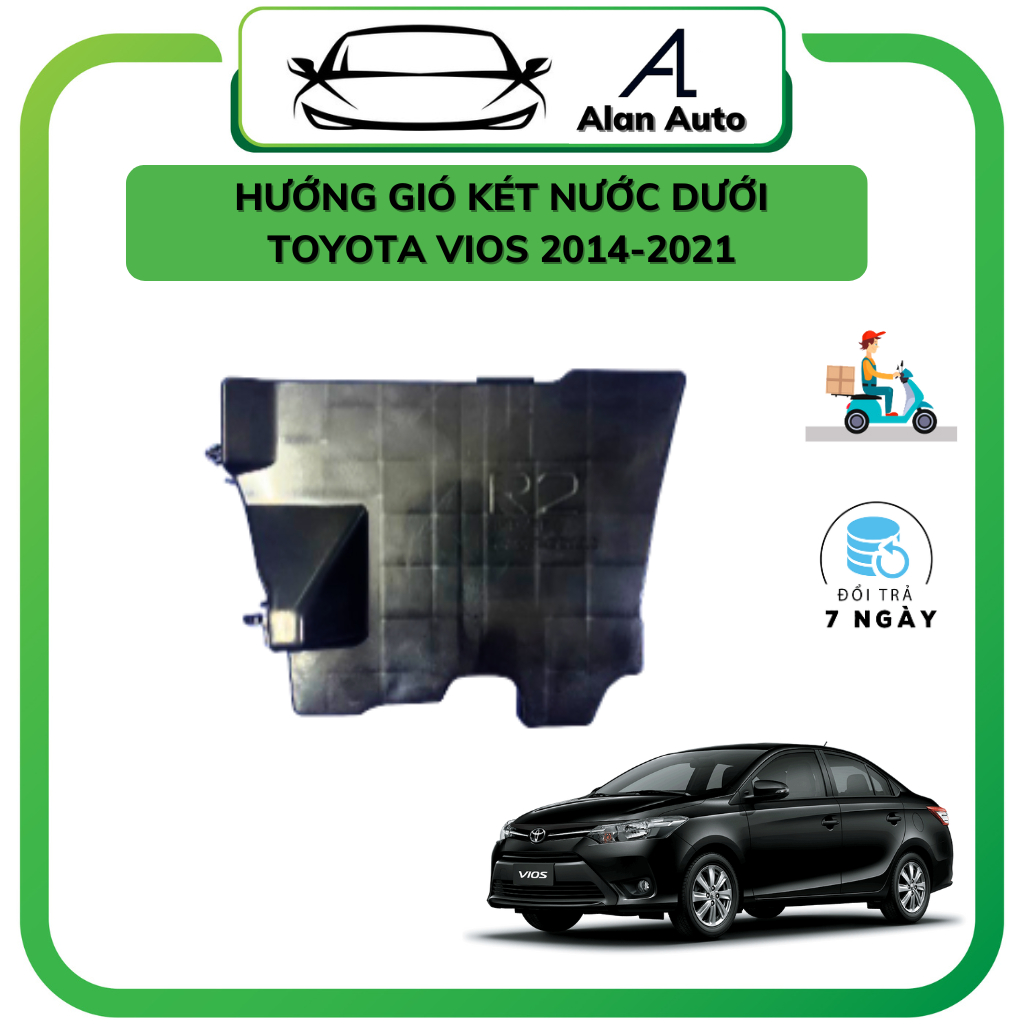 Ốp nhựa hướng gió két nước dưới xe Toyota Vios 2014-2023, Ốp nhựa hướng gió bên lái, bên phụ phía dưới
