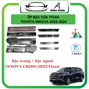 Ốp bậc cửa xe Toyota Innova cross 2023-2024, Nẹp bước chân Innova cross 2024 ,Chất liệu hợp kim Titan cao cấp