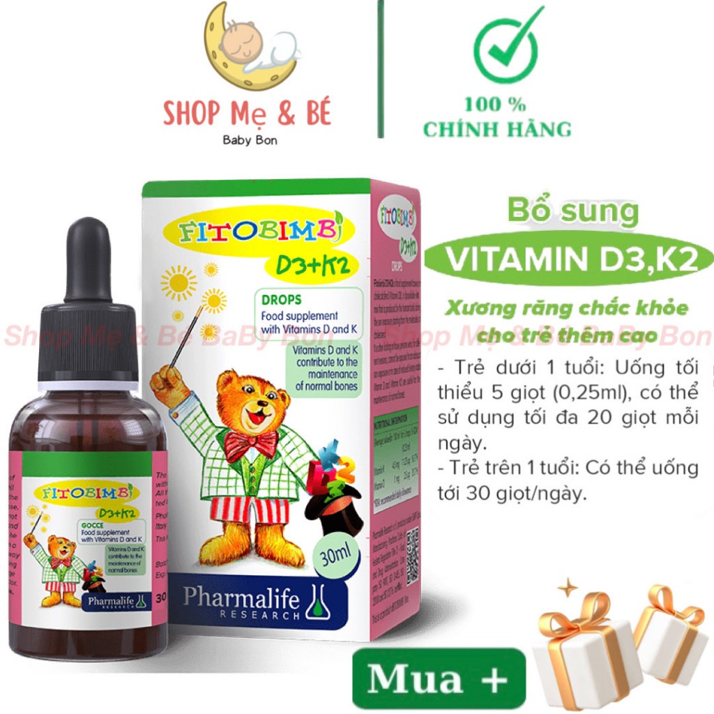 Siro Bổ Sung Vitamin Fitobimbi D3 K2 Chuyển Hóa Hấp Thu Tối Đa Canxi