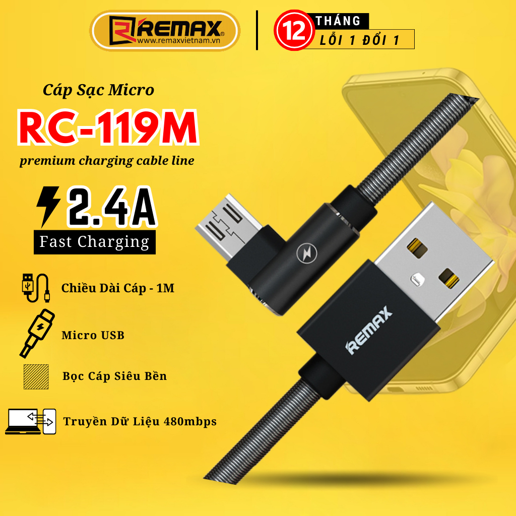 Cáp Sạc Micro USB Remax RC-119m Đầu Cáp Cuốn Lò Xo Chống Gập - Remax ...