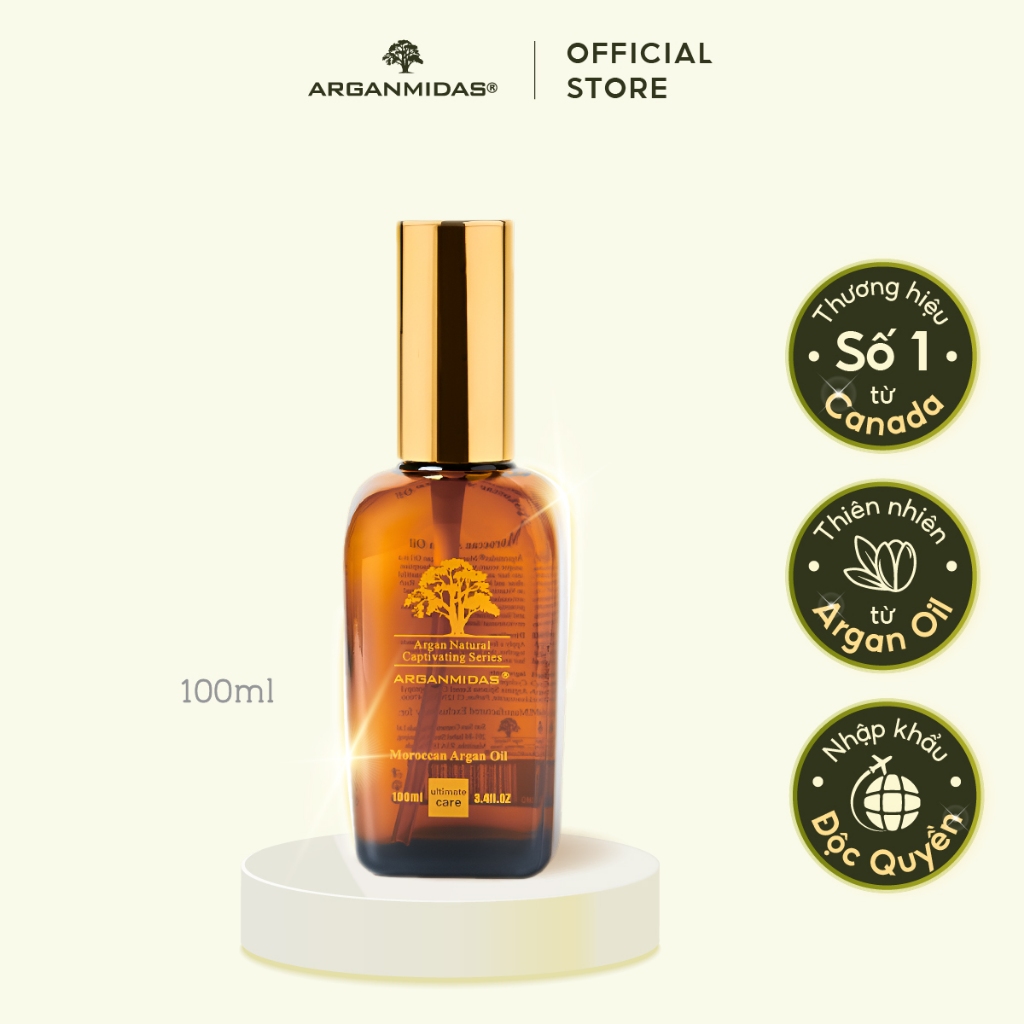 Ảnh Tinh dầu dưỡng phục hồi tóc hư tổn chuyên sâu Arganmidas Moroccan Argan Oil 100ml 3