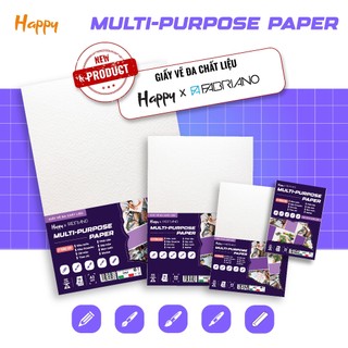 [Hỏa tốc HCM]  Giấy Vẽ Đa Chất Liệu Happy Multi-Purpose 200gsm Vẽ Màu Nước/Gouache/Chì Màu/Marker/Phấn Tiên/Sáp Dầu