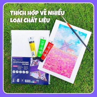 [Hỏa tốc HCM]  Giấy Vẽ Đa Chất Liệu Happy Multi-Purpose 200gsm Vẽ Màu Nước/Gouache/Chì Màu/Marker/Phấn Tiên/Sáp Dầu