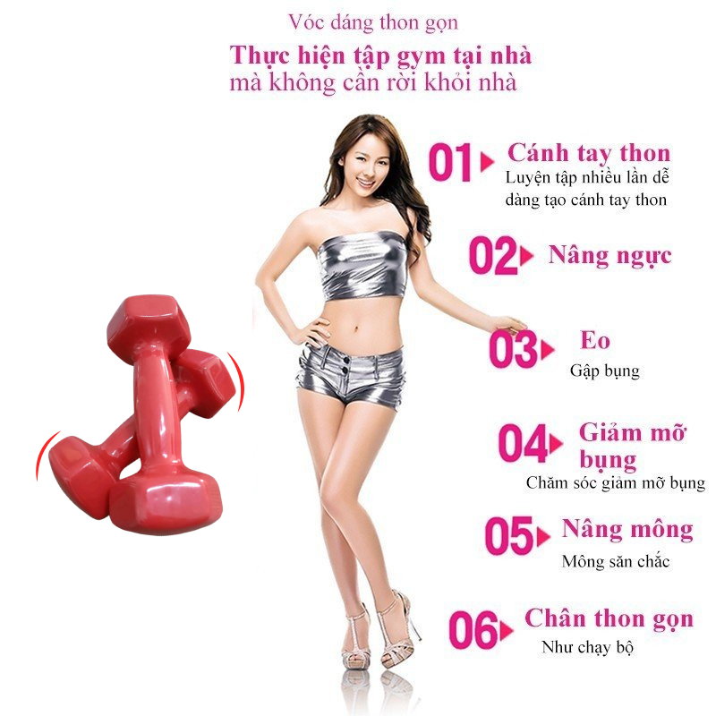 Tạ tay lõi gang bọc cao su đa năng cầm tập tay, gym thể thao tại nhà 1kg 2kg 3kg 4kg 5kg nam nữ chống trơn xước vỡ sàn