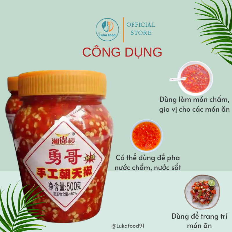 Ớt Chưng Hồ Nam Hũ Lớn 500g - Sa Tế Tỏi Ớt Thơm Cay, Chấm Đồ Luộc Siêu Cuốn Chuẩn Vị Trung Luka Food