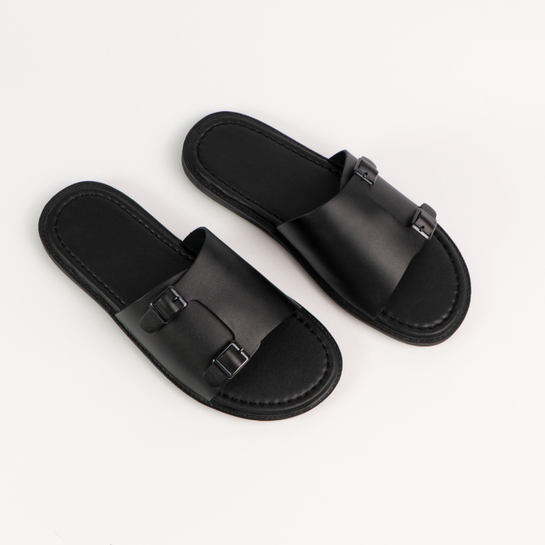 Ảnh Dép nam da bò G2 Hades dáng sandal quai ngang, Dép da double monk strap công sở thời trang lịch sự 4