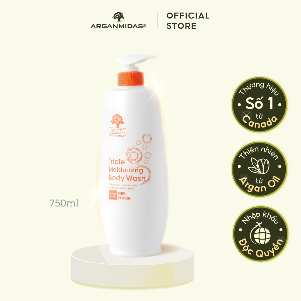 Ảnh Sữa tắm dưỡng trắng siêu dưỡng ẩm Arganmidas Argan Oil làm sạch và sáng nuôi dưỡng da mịn màng 750ml 3