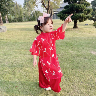 Áo dài Tết thêu hoa cho bé gái 1-8 tuổi (9-33kg) N0040 (Y hình như ảnh, video)