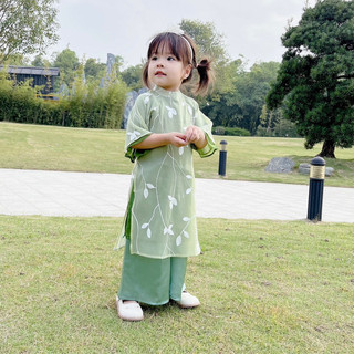 Áo dài Tết thêu hoa cho bé gái 1-8 tuổi (9-33kg) N0040 (Y hình như ảnh, video)
