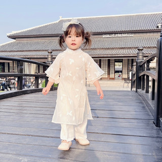 Áo dài Tết thêu hoa cho bé gái 1-8 tuổi (9-33kg) N0040 (Y hình như ảnh, video)