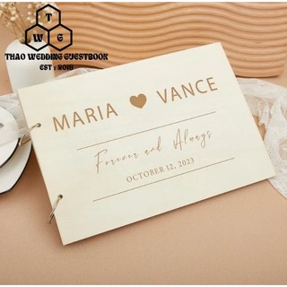 Guest Book Wedding | Bìa Gỗ Tự Thiết Kế | Lưu Niệm Đám Cưới