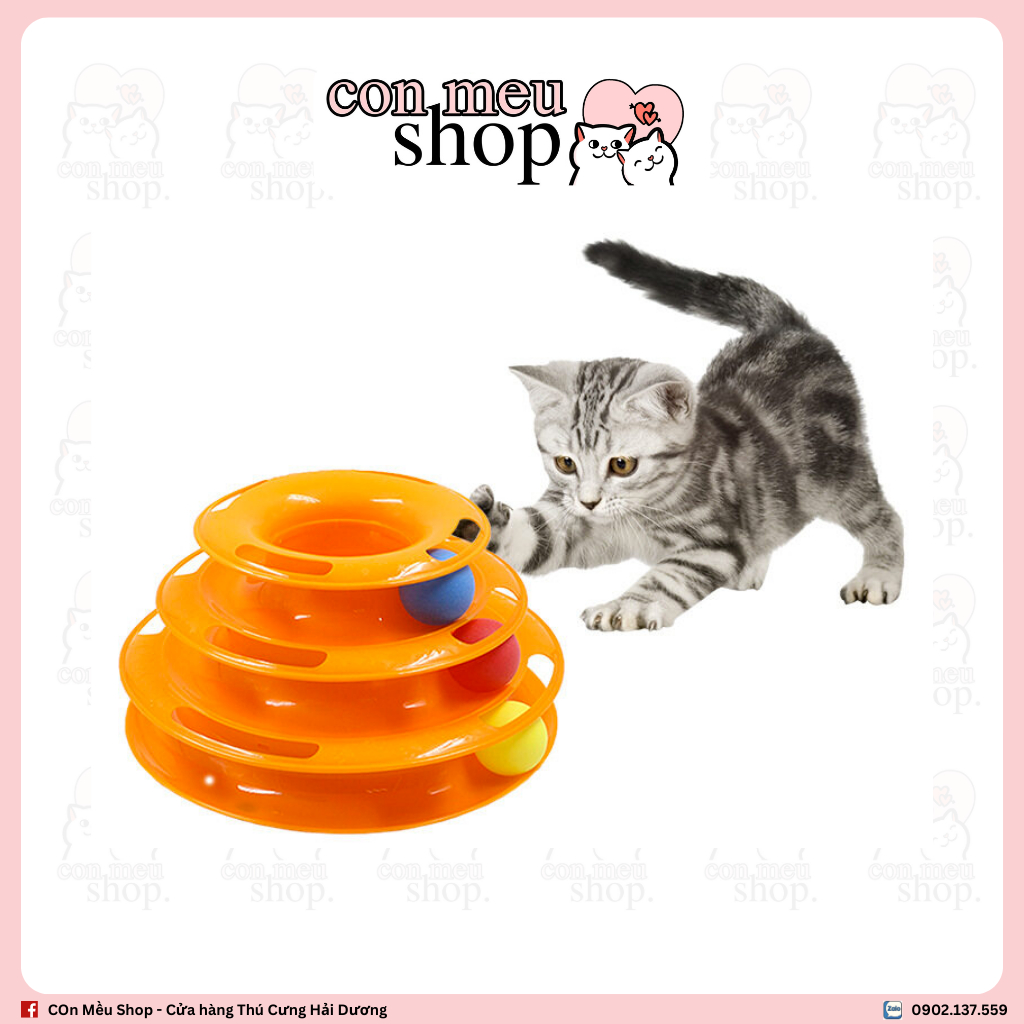 Tháp bóng 3 tầng cho mèo, đồ chơi bàn xoay cho mèo | Shopee Việt Nam