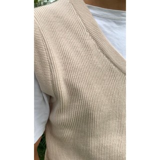 Áo len nam Gile ABABA cổ V dáng Rộng màu Kem be Size L 55 -95kg Dáng Regular Fit gile-tim-be