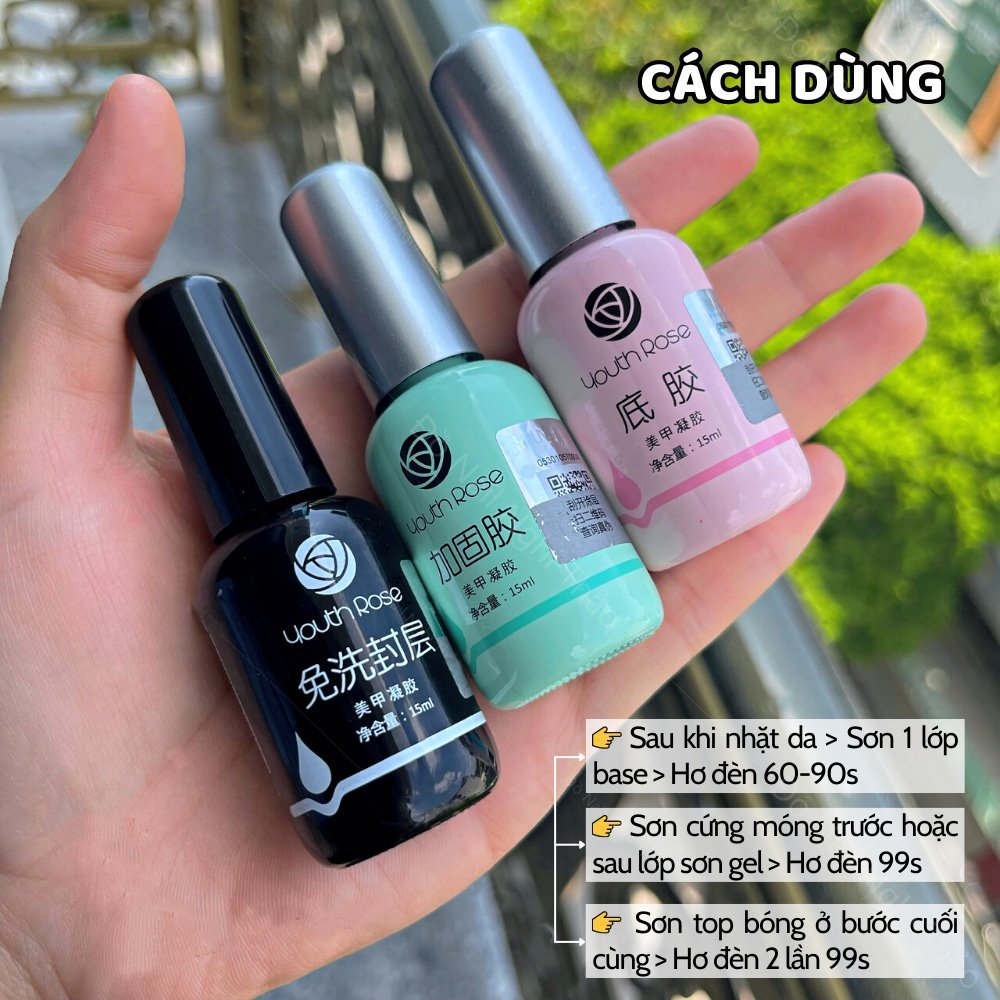 (Hàng loại 1) Base top hoa hồng chính hãng, sơn liên kết móng 15ml