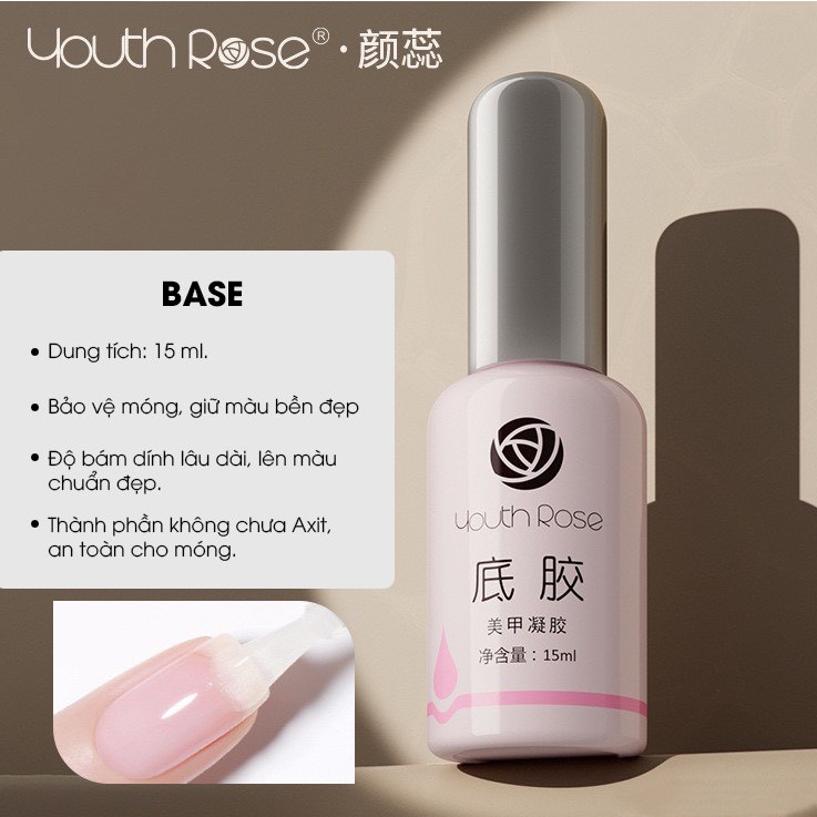 (Hàng loại 1) Base top hoa hồng chính hãng, sơn liên kết móng 15ml