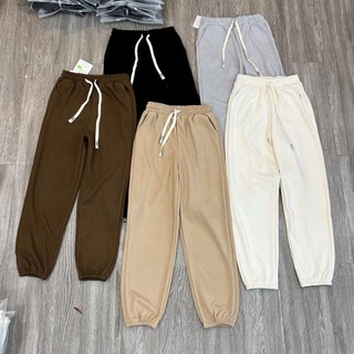 Quần Jogger Ống Rộng Bo Gấu Chun Vải Nỉ Tăm