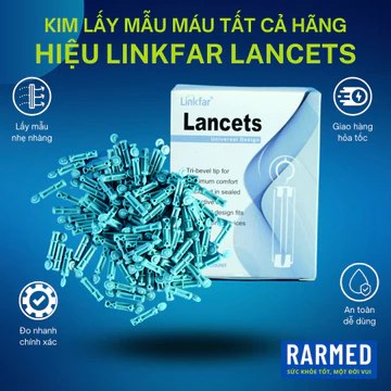 Kim lấy máu máy đo đường huyết, mỡ máu Linkfar Lancets cao cấp vô trùng tất cả máy - Tùy chọn