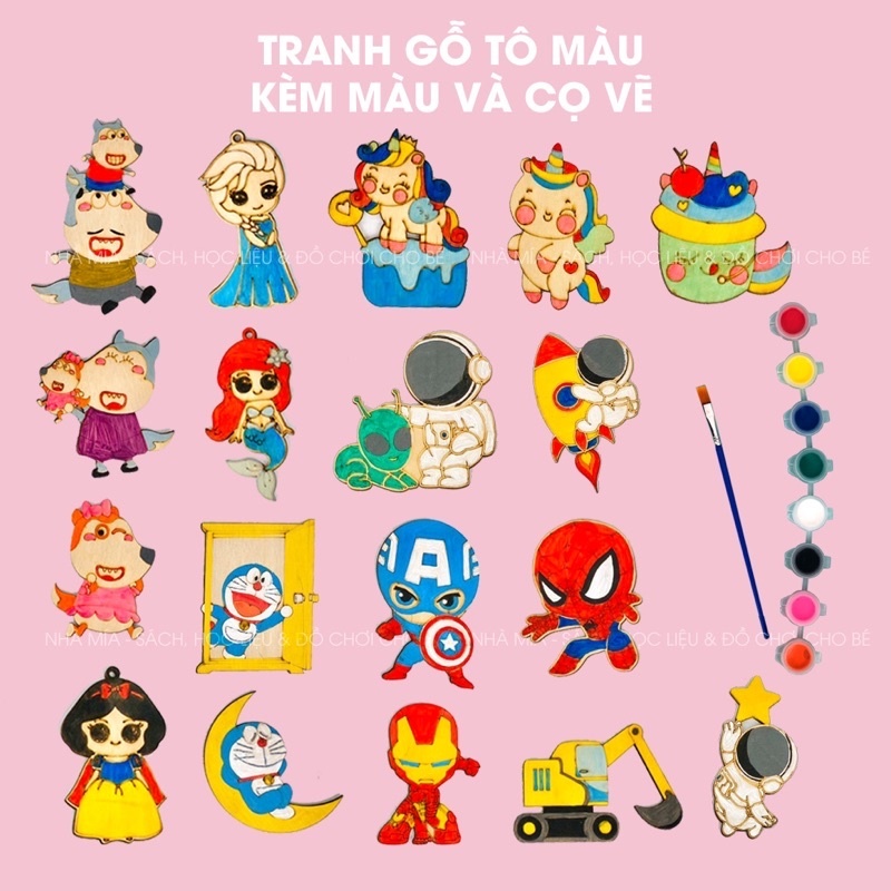 Sét 10 món decor trang trí Tết, sét 10 món bằng gỗ trang trí treo cây thông cây đào