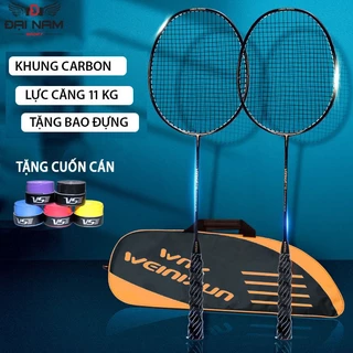 Bộ 2 Vợt Cầu Lông Khung Carbon 710 Căng Sẵn 10kg (22LBS) Căng Max 11kg + Kèm Túi Và 2 Quấn Cán Vợt