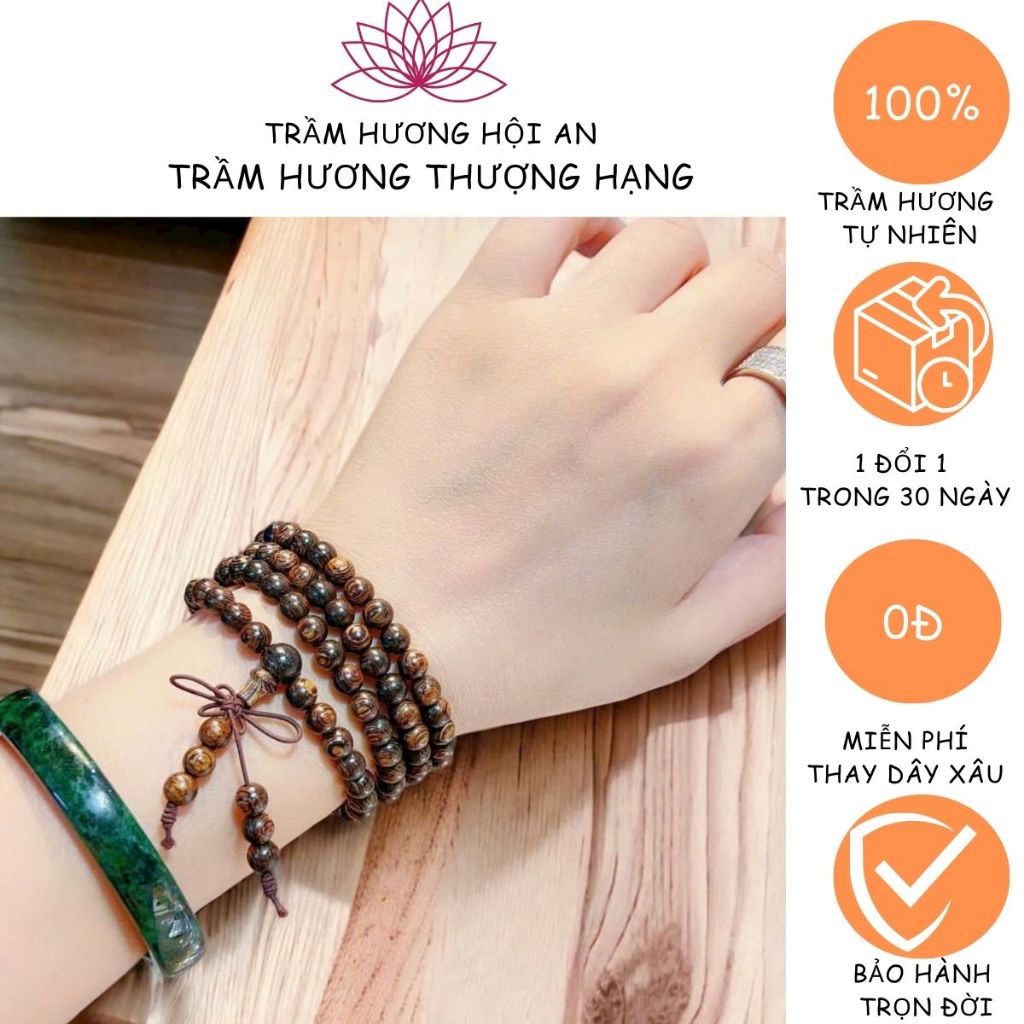 [PHONG THỦY CẢI MỆNH]Vòng Trầm Hương phong thủy 108 Hạt - Trầm Sánh Size hạt 6/7/8mm Mang Lại Tài Lộc May Mắn Bình An