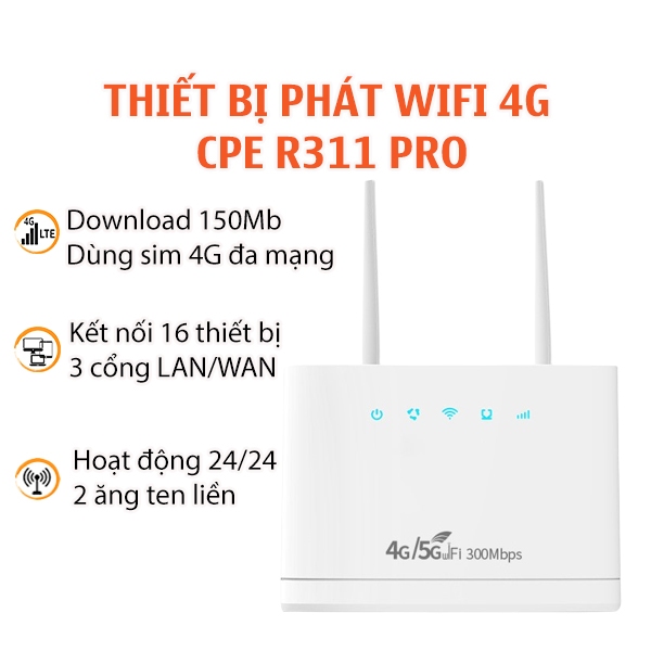 Bộ Phát Wifi 4G R311 Pro 300Mb Công Suất Lớn Kết Nối 32 Thiết Bị, Sử ...