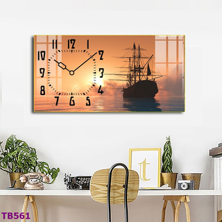 Tranh Đồng Hồ Thuận Buồm Xuôi Gió - Treo Tường Tráng Gương Phong Thủy