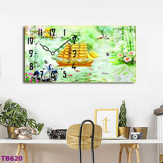 Tranh Đồng Hồ Thuận Buồm Xuôi Gió - Treo Tường Tráng Gương Phong Thủy