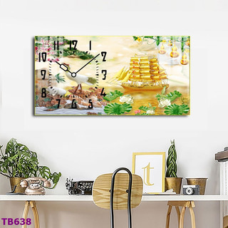 Tranh Đồng Hồ Thuận Buồm Xuôi Gió 01 - Treo Tường Tráng Gương Phong Thủy