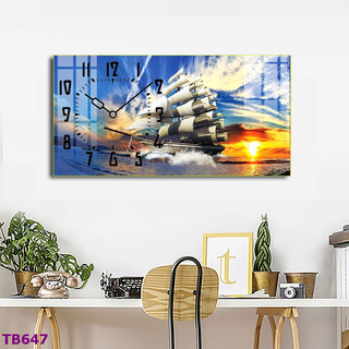 Tranh Đồng Hồ Thuận Buồm Xuôi Gió 01 - Treo Tường Tráng Gương Phong Thủy