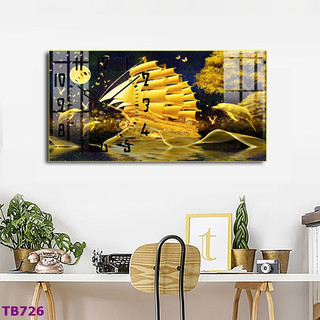 Tranh Đồng Hồ Thuận Buồm Xuôi Gió 01 - Treo Tường Tráng Gương Phong Thủy