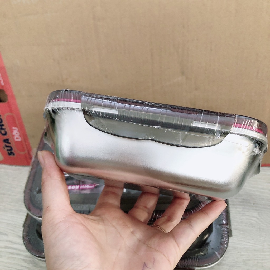 Hộp inox hình chữ nhật 304 có nắp đậy kính chống rò rỉ- HỘP ĐỰNG THỰC PHẨM đủ size