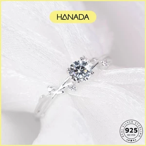 Nhẫn BẠC 925 (Bảo Hành Trọn Đời) Hoa Hồng Đính Đá 4MM Nhẹ Nhàng Tiểu Thư HANADA 1178 N14