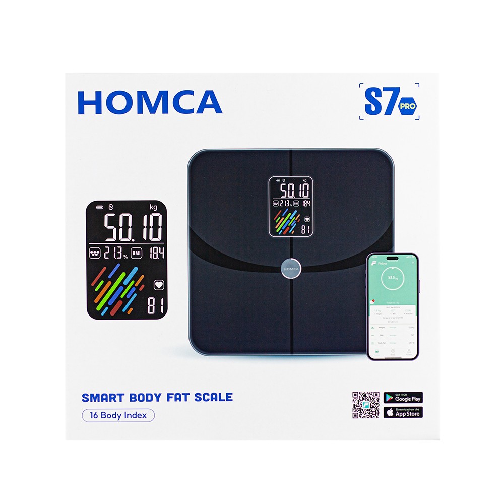 Ảnh Cân điện tử thông minh HOMCA S7 pro đo 15 chỉ số, có kết nối bluetooth 4