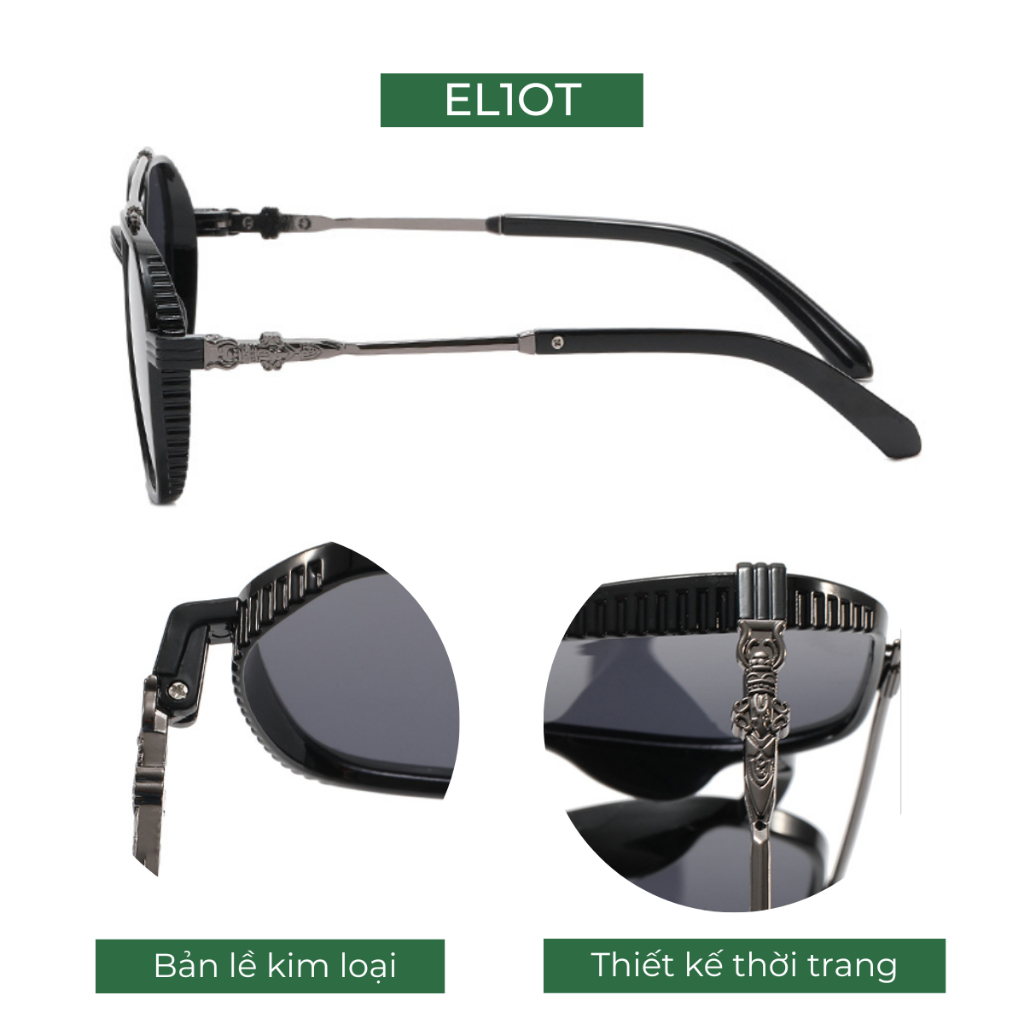 Kính râm thời trang nam nữ ELIOT EYEWEAR mắt vuông to không độ chống tia UV400 kiểu dáng thời trang 2311