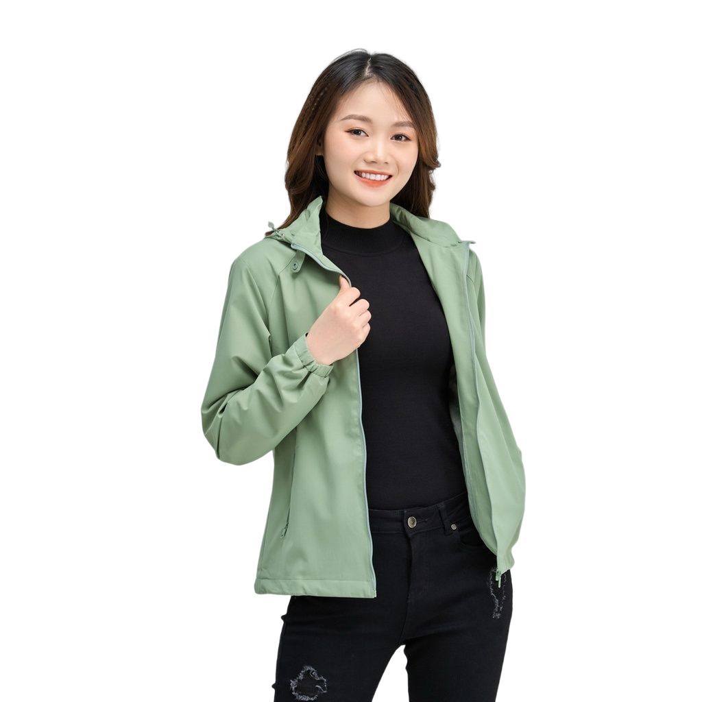 Áo Gió Nữ 2 Lớp Chống Nước Có Khoá Túi,Nón Tháo Rời,áo gió nữ tráng bạc cao cấp