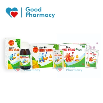 Siro ho Ong Vàng (Plus) (Chai / Gói) thành phần thảo dược làm ấm, giảm đau, ngứa rát họng, ho, đàm, khàn tiếng do cảm