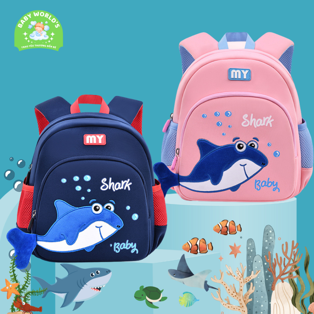 BALO SIÊU ĐẸP CHO BÉ MẪU GIÁO-MẦM NON TỪ 1- 5 TUỔI HOẠ TIẾT CÁ MẬP BABY SHARK DỄ THƯƠNG